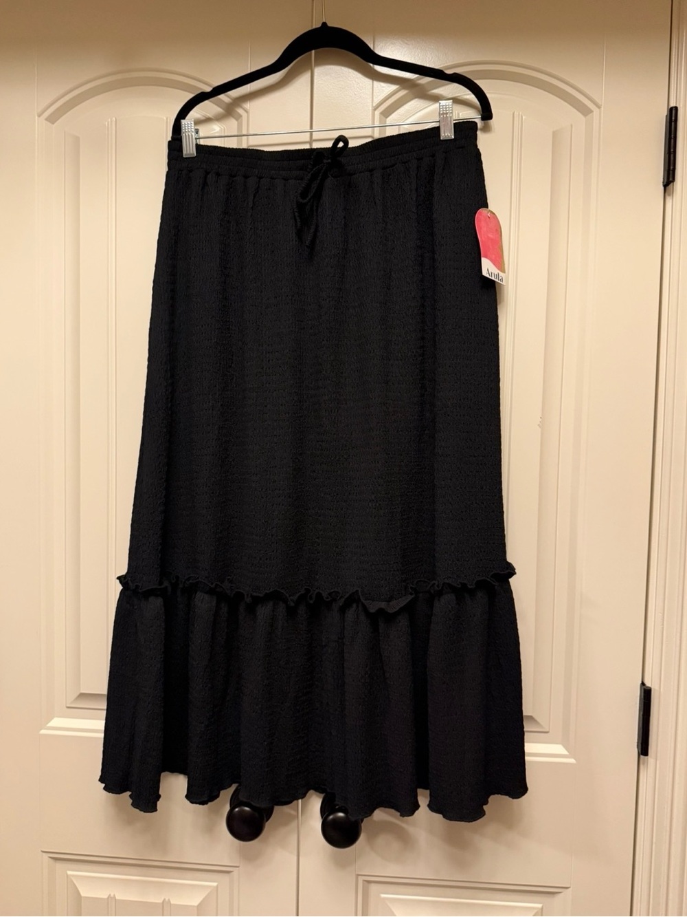 Arula Black Tiered Midi Skirt